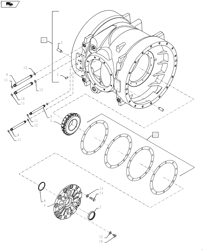 Схема запчастей Case IH STEIGER 500 - (25.100.11) - 500 SERIES AXLE - CENTER AND LEFT-HAND CARRIER - STEIGER 500HD & 550 (25) - FRONT AXLE SYSTEM