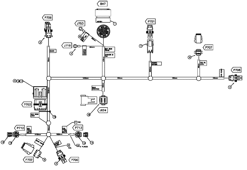 Схема запчастей Case IH FLX3510 - (08-013) - HARNESS REAR FRAME (06) - ELECTRICAL