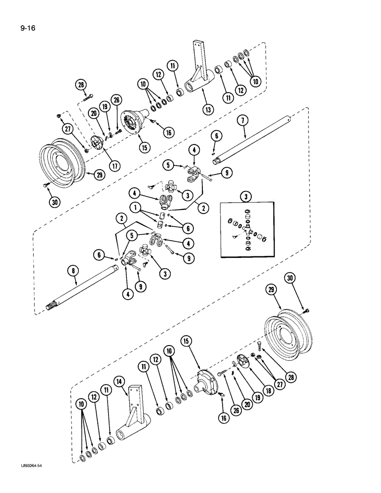 Схема запчастей Case IH 860 - (9-16) - WHEELS HUBS AND AXLES GROUND DRIVE (09) - CHASSIS
