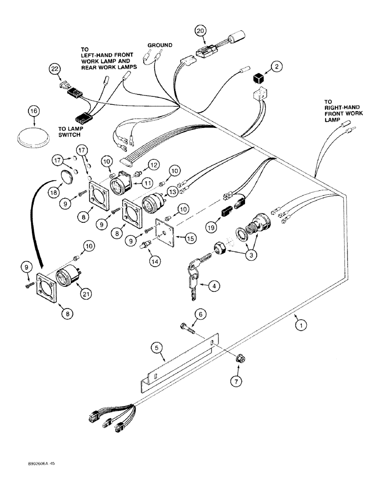 Схема запчастей Case IH 1818 - (4-16) - FRONT HARNESS AND GAUGES, GASOLINE MODELS ONLY (04) - ELECTRICAL SYSTEMS