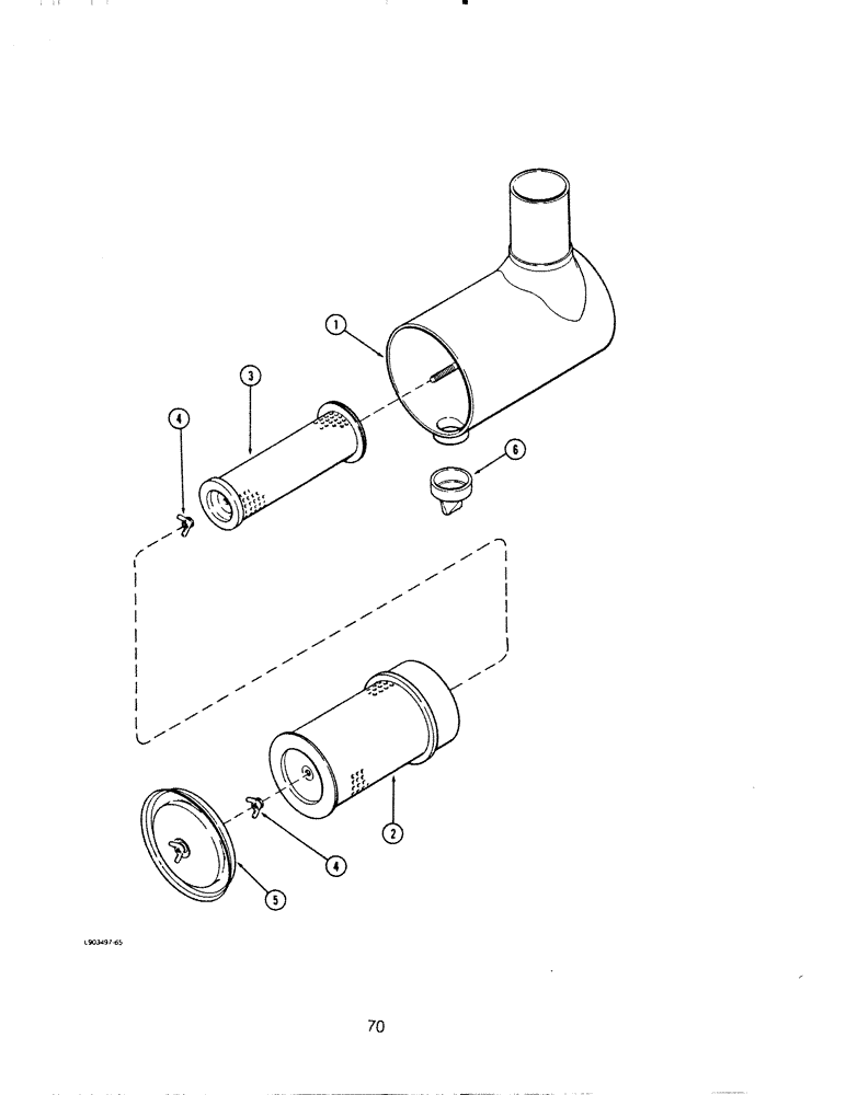 Схема запчастей Case IH 6590T - (070) - AIR CLEANER ASSEMBLY, 6T-590 AND 6TA-590 ENGINE 