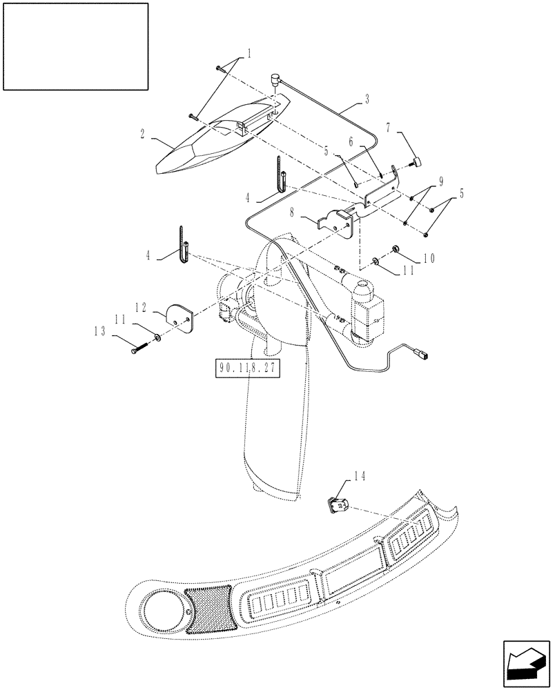 Схема запчастей Case IH 9010 - (90.118.04) - MIRROR FOR GERMANY (90) - PLATFORM, CAB, BODYWORK AND DECALS