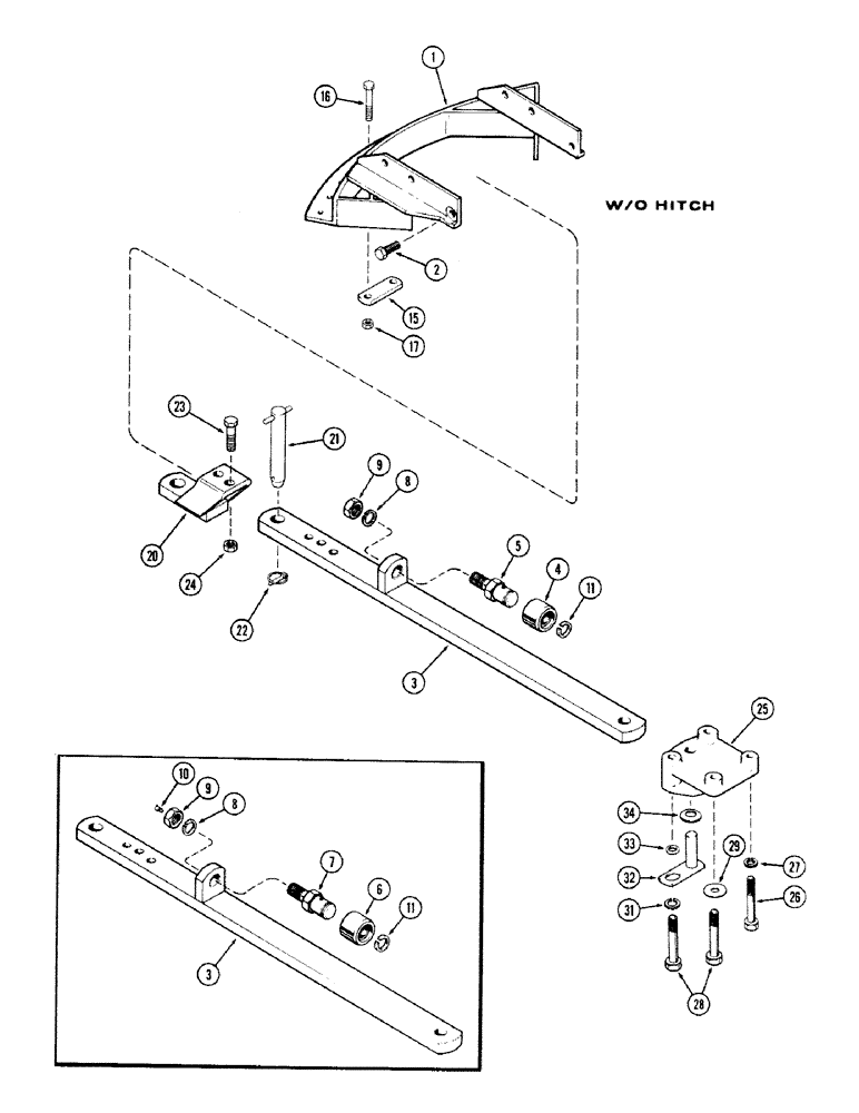Схема запчастей Case IH 870 - (265A) - DRAWBAR, WITHOUT HITCH (09) - CHASSIS/ATTACHMENTS