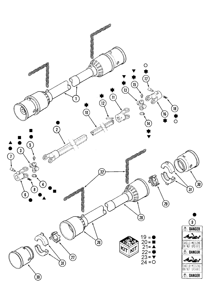 Схема запчастей Case IH 1020 - (09B-17) - KNIFE DRIVE SHAFT - BONDIOLI AND PAVESI - 15.0, 16.5, 17.5 AND 20.0 FOOT HEADERS - BSN JJC323604 (09) - CHASSIS/ATTACHMENTS
