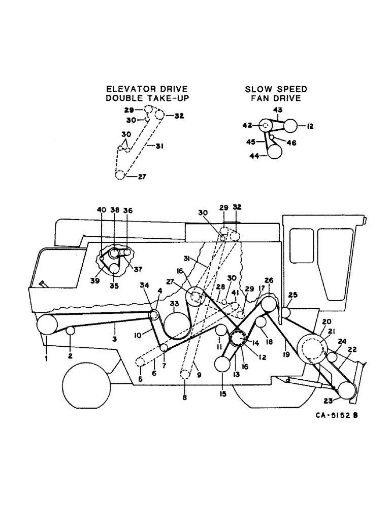 Схема запчастей Case IH 1480 - (02-03) - MISCELLANEOUS, PULLEY, BELT, SPROCKET & CHAIN DIAGRAM, RIGHT SIDE, S/N 24000 AND BELOW Accessories & Attachments / Miscellaneous