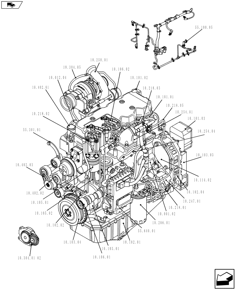 Схема запчастей Case IH F4HFA613A E002 - (10.000.01[01]) - ENGINE (5801454213) (10) - ENGINE