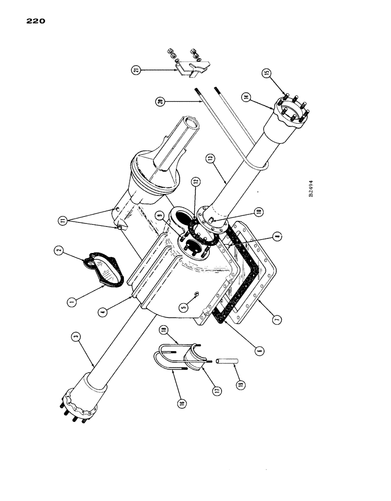 Схема запчастей Case IH 1660 - (220) - TRANSMISSION CASE AND AXLE HOUSING (14) - MAIN GEARBOX & DRIVE