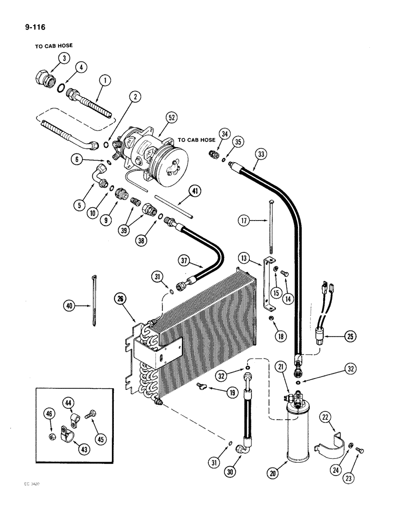 Схема запчастей Case IH 2096 - (9-116) - AIR CONDITIONING, CONDENSER AND RECEIVER DRIER (09) - CHASSIS/ATTACHMENTS