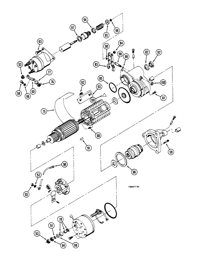Схема запчастей Case IH 9150 - (4-42) - STARTER ASSEMBLY, LATER STYLE, (CONT) (04) - ELECTRICAL SYSTEMS