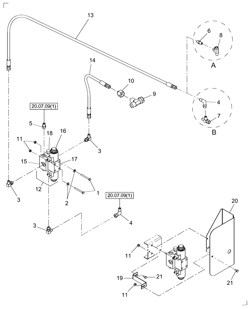 Схема запчастей Case IH DHX302 - (20.07.11) - HOSES, FORE/AFT KIT (07) - HYDRAULICS