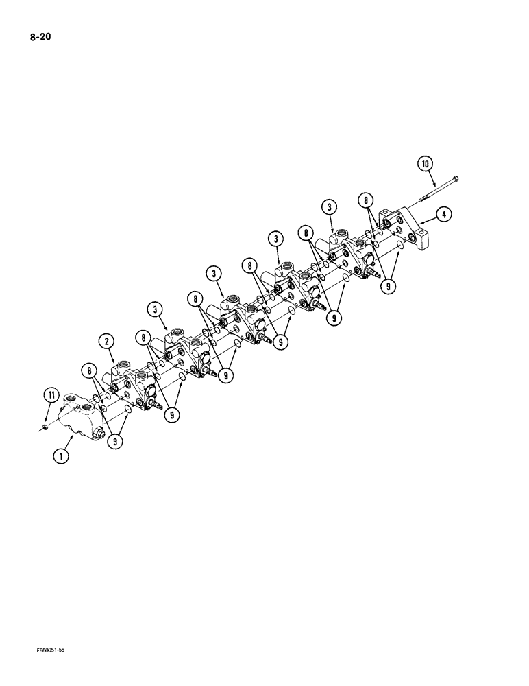 Схема запчастей Case IH KP-525 - (8-20) - REMOTE HYDRAULIC VALVE ASSEMBLY (08) - HYDRAULICS