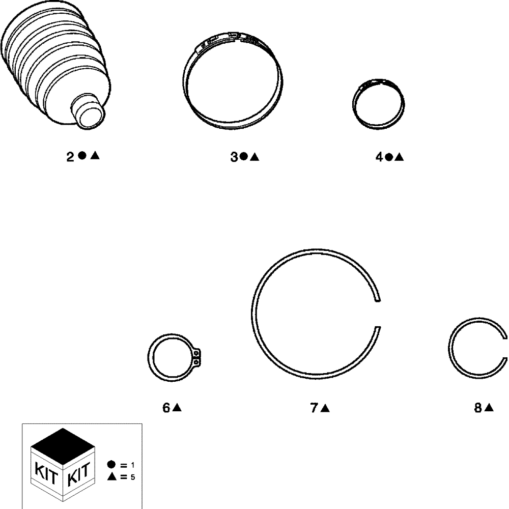 Схема запчастей Case IH SCOUT XL - (25.122.01) - CV BOOT REPAIR KITS (25) - FRONT AXLE SYSTEM