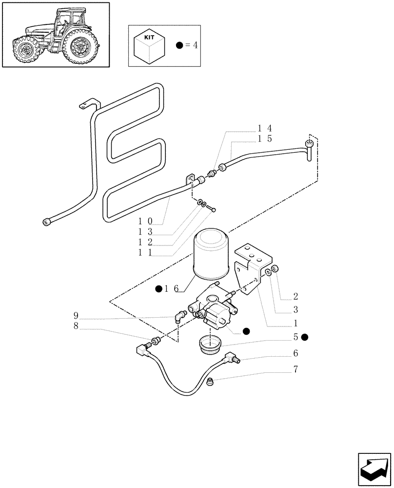 Схема запчастей Case IH MAXXUM 100 - (1.68.6[05]) - TRAILER AIR BRAKE - AIR DRYER AND PIPES (VAR.332727-333727-332737-339737-332739-333739) (05) - REAR AXLE
