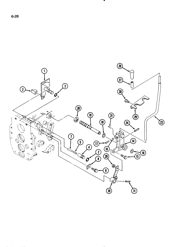 Схема запчастей Case IH 1130 - (6-28) - TRANSMISSION RANGE SHIFT LINKAGE (06) - POWER TRAIN