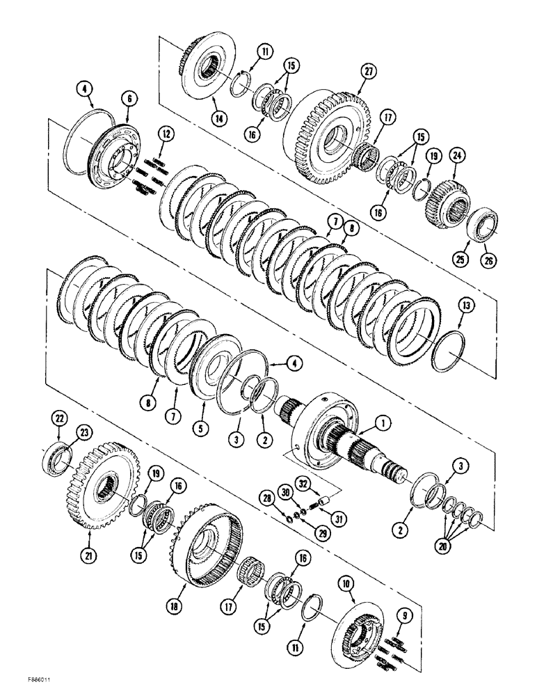 Схема запчастей Case IH 9390 - (6-024) - POWER SHIFT TRANSMISSION ASSEMBLY, 9 INCH CLUTCH PACK ASSEMBLY (06) - POWER TRAIN