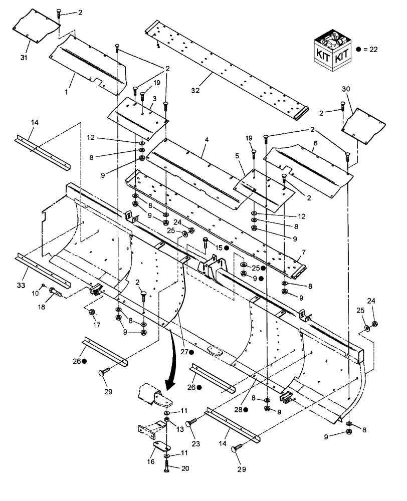 Схема запчастей Case IH RD162 - (90.119.06) - FLOOR, & HEADER CLOSURE KIT (90) - PLATFORM, CAB, BODYWORK AND DECALS