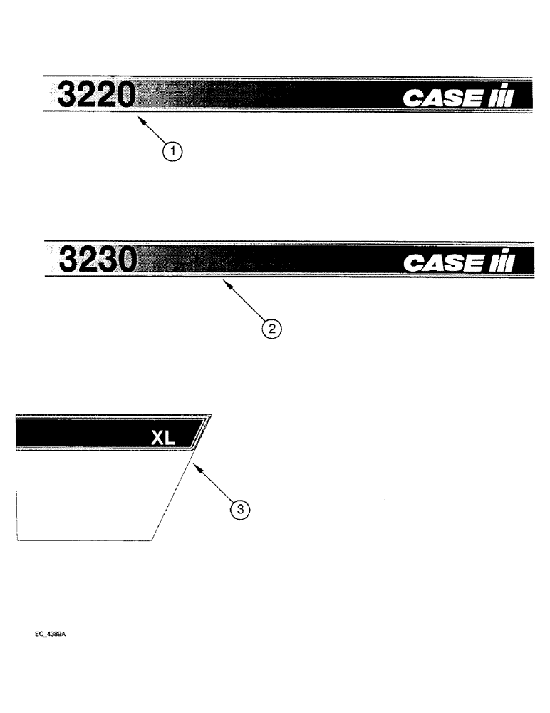Схема запчастей Case IH 3230 - (9-112) - DECALS, MODEL DESIGNATION STRIPES, TRACTOR WITH CAB (09) - CHASSIS/ATTACHMENTS