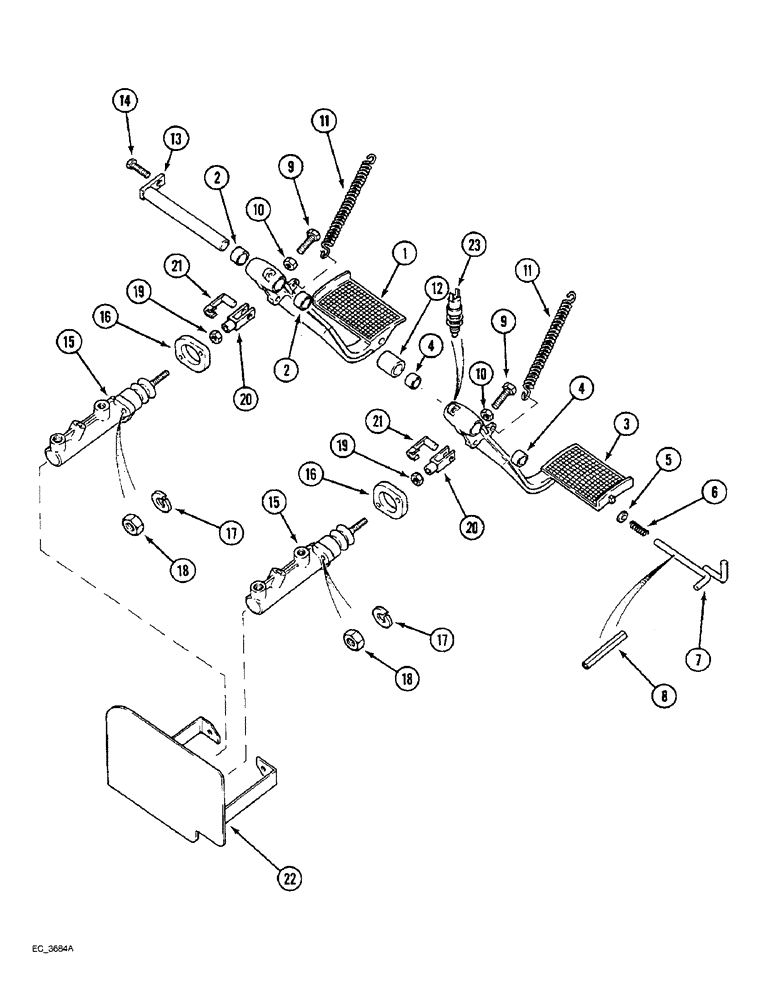 Схема запчастей Case IH 4230 - (7-06) - BRAKE PEDALS, TRACTOR WITH CAB (07) - BRAKES