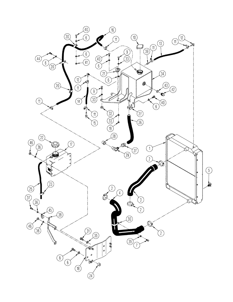 Схема запчастей Case IH STX325 - (02-01) - RADIATOR PLUMBING (02) - ENGINE