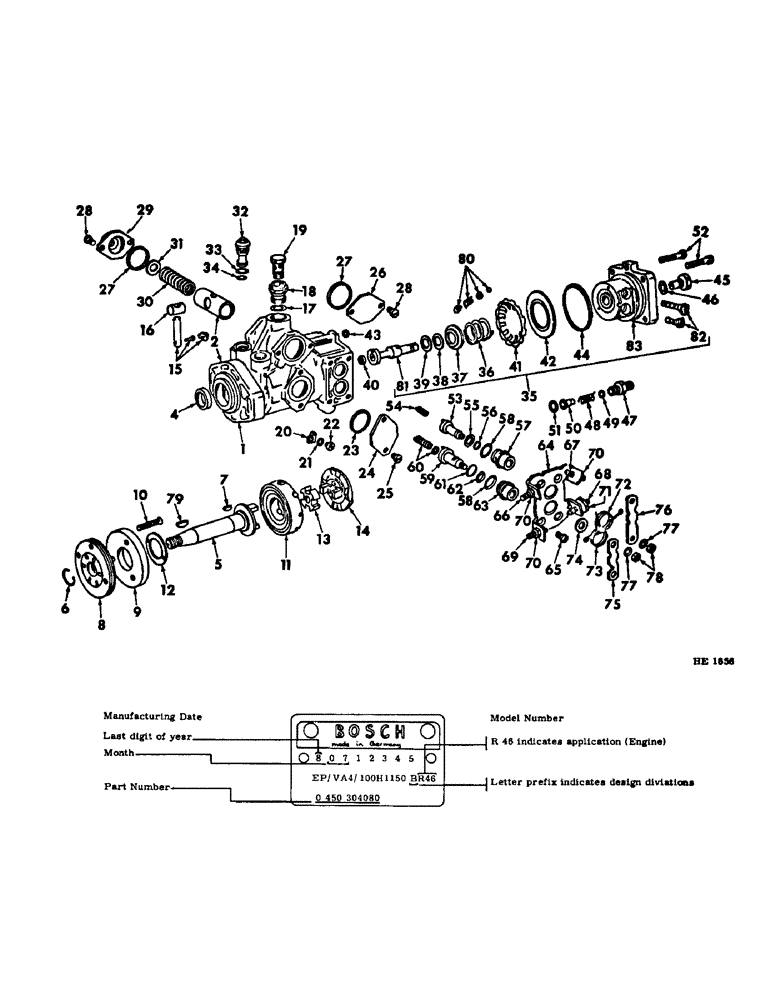 Схема запчастей Case IH 275 - (D-30) - D206 DIESEL ENGINE, FUEL INJECTION PUMP, BOSCH, ENGINE SERIAL NUMBER DF2D020070 AND SINCE (01) - ENGINE