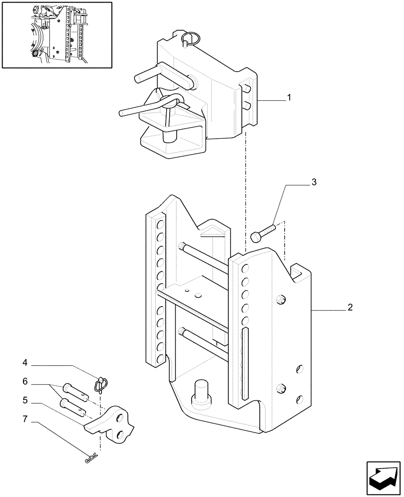 Схема запчастей Case IH JX1095C - (1.89.3/14) - (VAR.887) SWIVEL HOOK 33MM, VERTICAL ADJUST SLIDING (PITON), L/DRAW BAR - HITCH (09) - IMPLEMENT LIFT