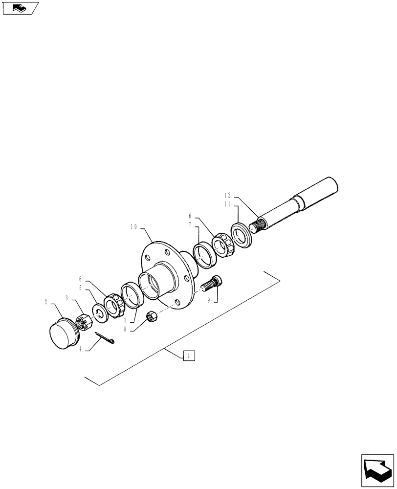 Схема запчастей Case IH TURBO-TIGER - (44.100.04) - STABILIZER WHEEL HUB ASSEMBLY (44) - WHEELS