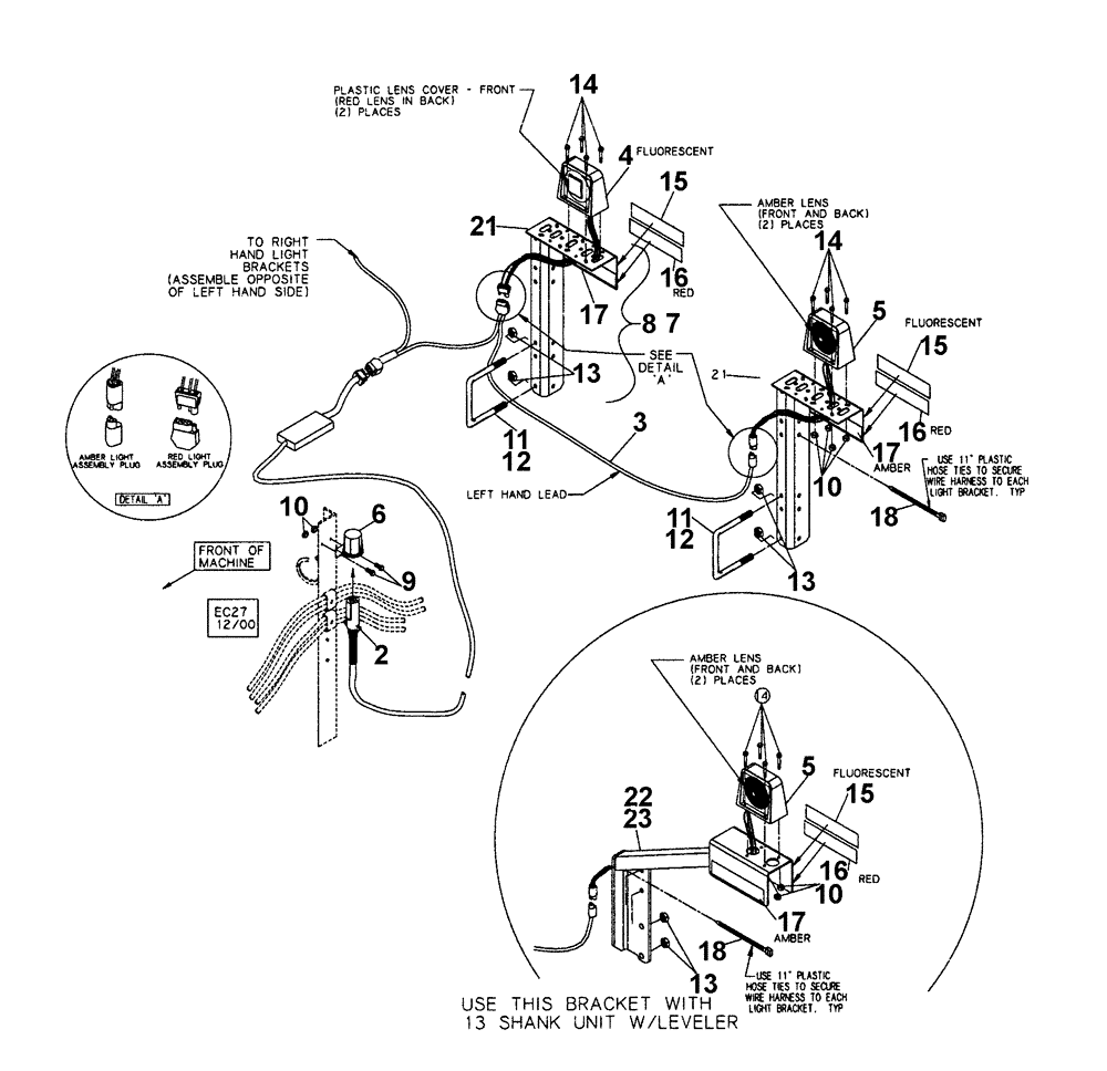 Схема запчастей Case IH 6750 - (55.404.01) - WARNING AND TAILLIGHT KIT (04) - ELECTRICAL SYSTEMS