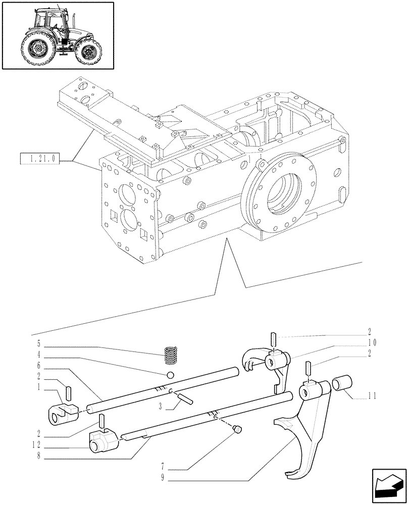 Схема запчастей Case IH JX70 - (1.32.2[02]) - CENTRAL REDUCTION GEARS CONTROLS (03) - TRANSMISSION