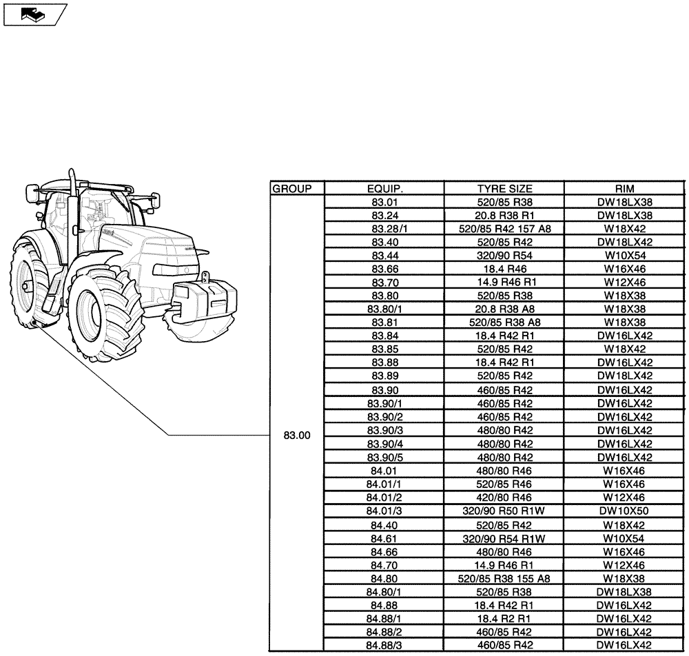 Схема запчастей Case IH PUMA 165 - (SEC. 11[02]) - WHEELS / TRACKS (00) - GENERAL