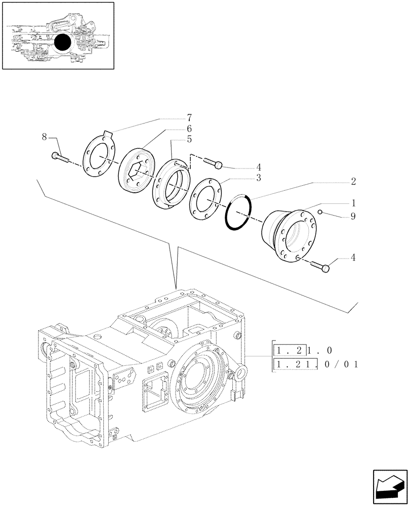 Схема запчастей Case IH MAXXUM 100 - (1.32.0/02) - DIFFERENTIAL GEARS WITH HYDRAULIC LOCK - DIFFERENTIAL SUPPORT (VAR.331333-332333) (03) - TRANSMISSION