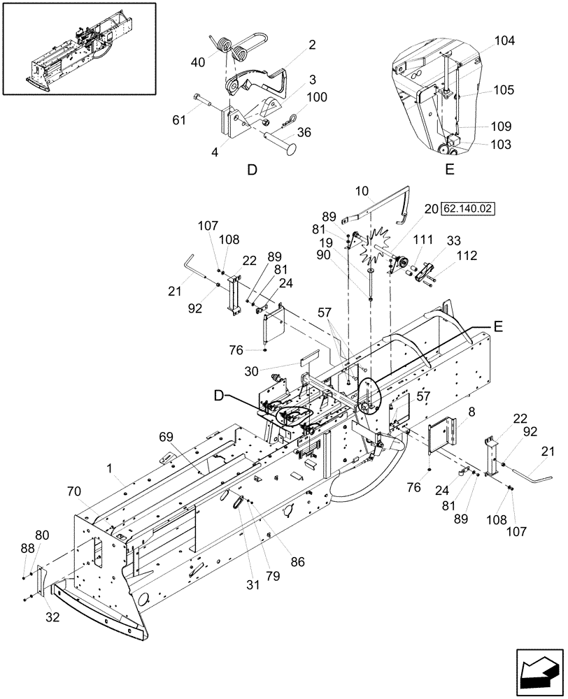 Схема запчастей Case IH SB541 - (62.140.01[2]) - HAY DOORS, HAY DOGS & BALE COUNTER, SB541 (62) - PRESSING - BALE FORMATION
