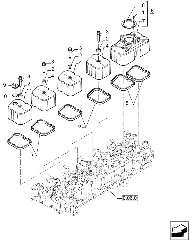 Схема запчастей Case IH P170 - (0.06.3[01]) - CYLINDER HEAD COVERS (02) - ENGINE