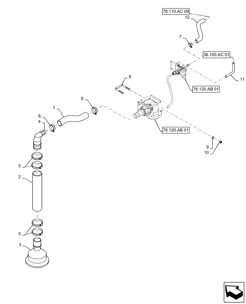 Схема запчастей Case IH PATRIOT 3340 - (78.120.AD[02]) - LH FOAM DROP, 120 BOOM (78) - SPRAYING
