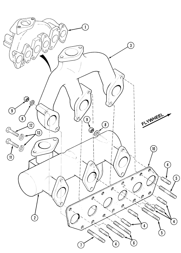 Схема запчастей Case IH 1835C - (2-58) - INTAKE AND EXHAUST MANIFOLD, TM-20 GASOLINE ENGINE (02) - ENGINE