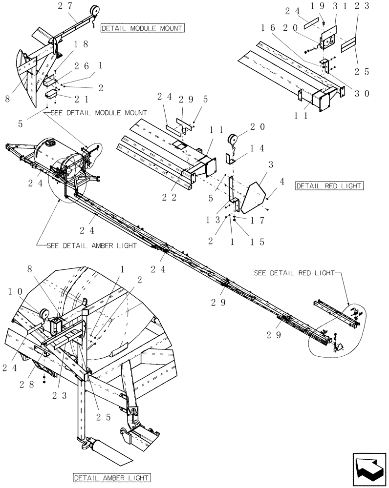 Схема запчастей Case IH SRX100 - (A.40.A[02]) - SAFETY - SMV SIGN, LIGHTING AND REFLECTOR DECALS - WHEELED BOOM A - Distribution Systems