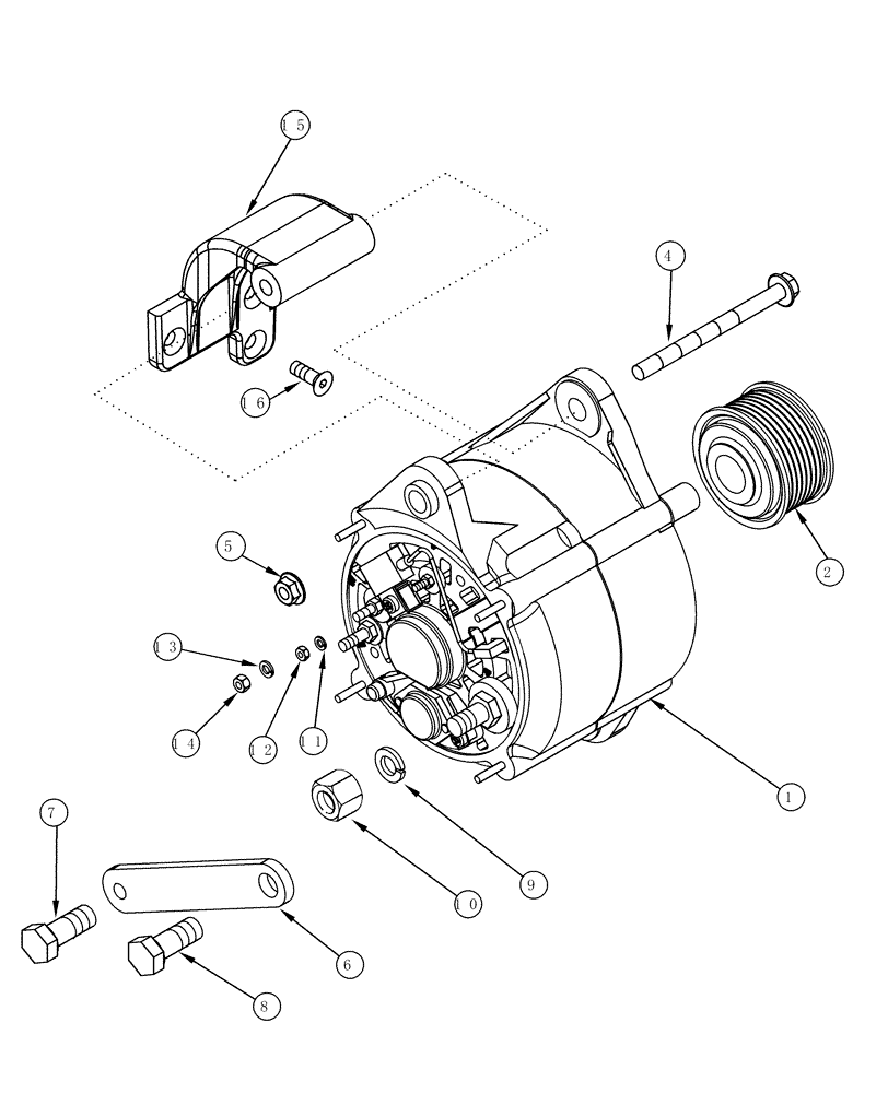 Схема запчастей Case IH MX270 - (04-12) - ALTERNATOR MOUNTING, MX240, MX270 (04) - ELECTRICAL SYSTEMS