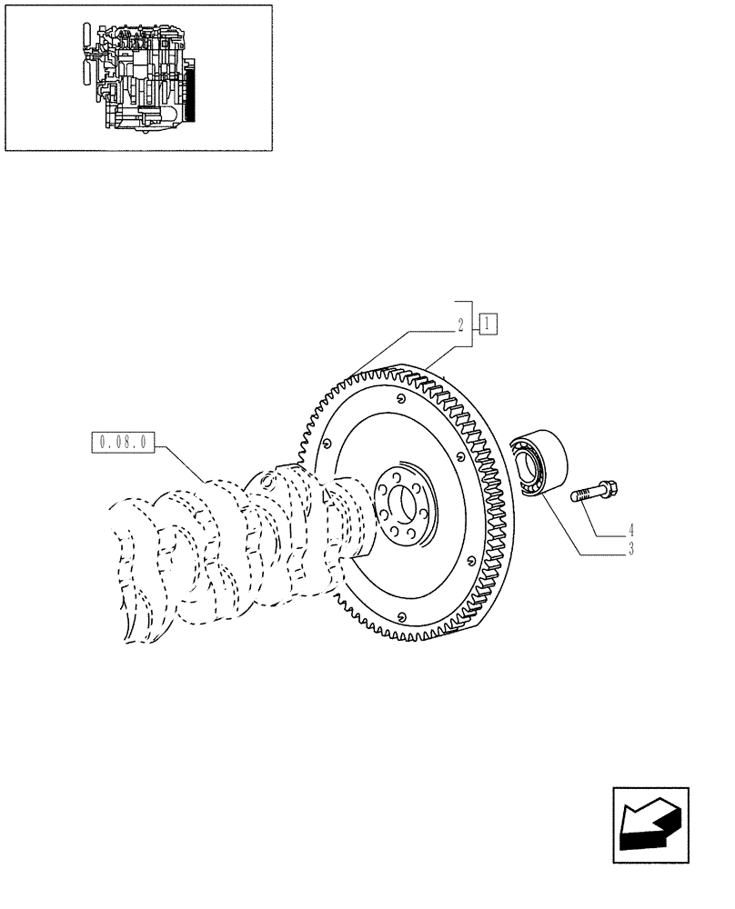 Схема запчастей Case IH JX95 - (0.08.3/03) - VAR - 747, 391102 - TTF ENGINE TIER 2 - FLYWHEEL (01) - ENGINE
