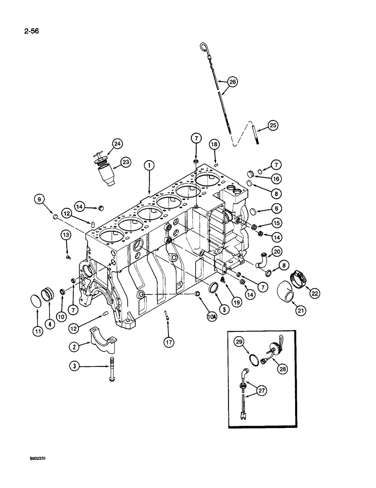 Схема запчастей Case IH 9240 - (2-056) - CYLINDER BLOCK, 6TA-830 ENGINE, ENGINE SERIAL NUMBER 44706126 AND AFTER (02) - ENGINE