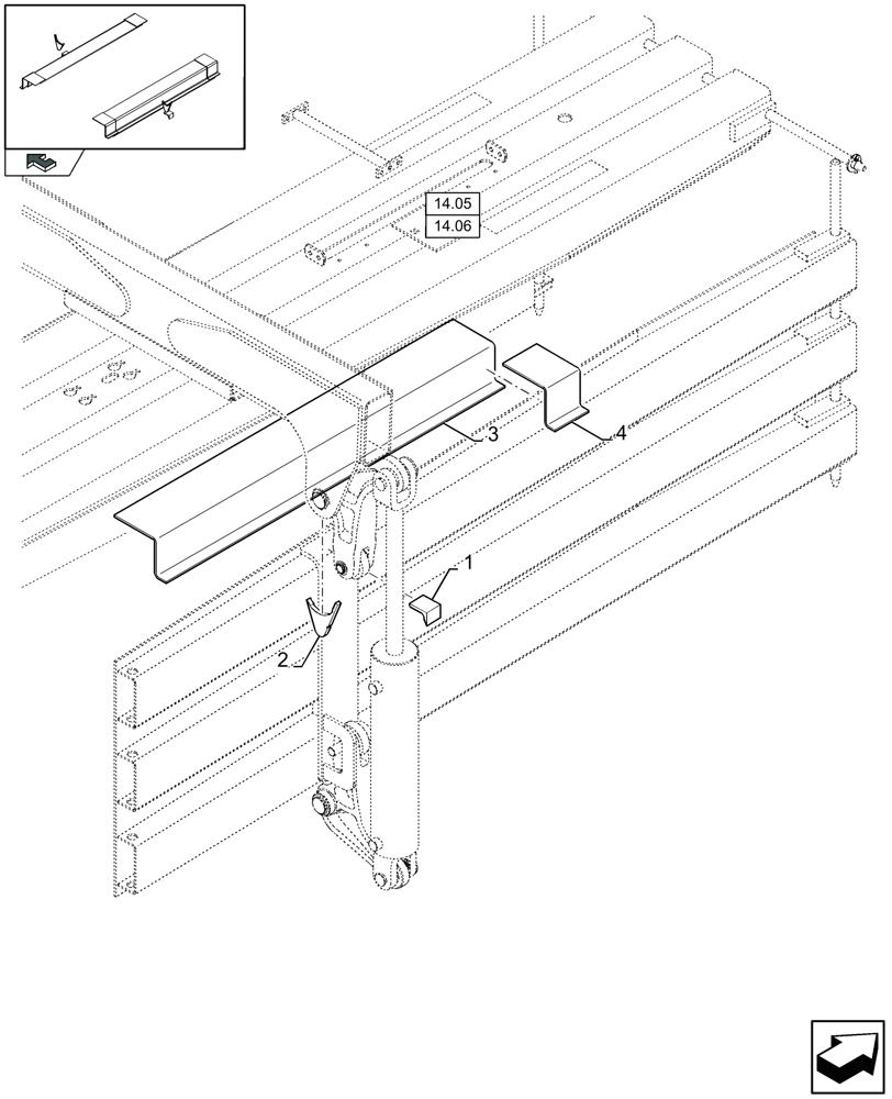 Схема запчастей Case IH LB333S - (14.11[01]) - DENSITY LEVER SUPPORT - D800 (14) - BALE CHAMBER