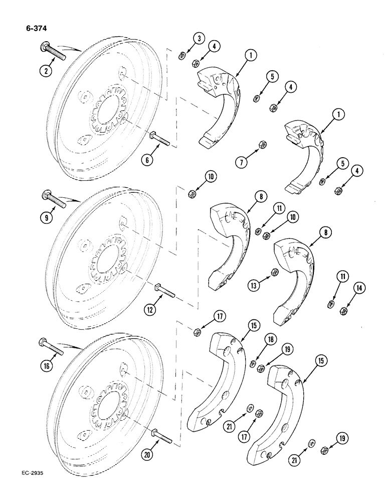 Схема запчастей Case IH 585 - (6-374) - REAR WHEEL WEIGHTS, SPLIT TYPE, 24 AND 26 INCH WHEELS (06) - POWER TRAIN