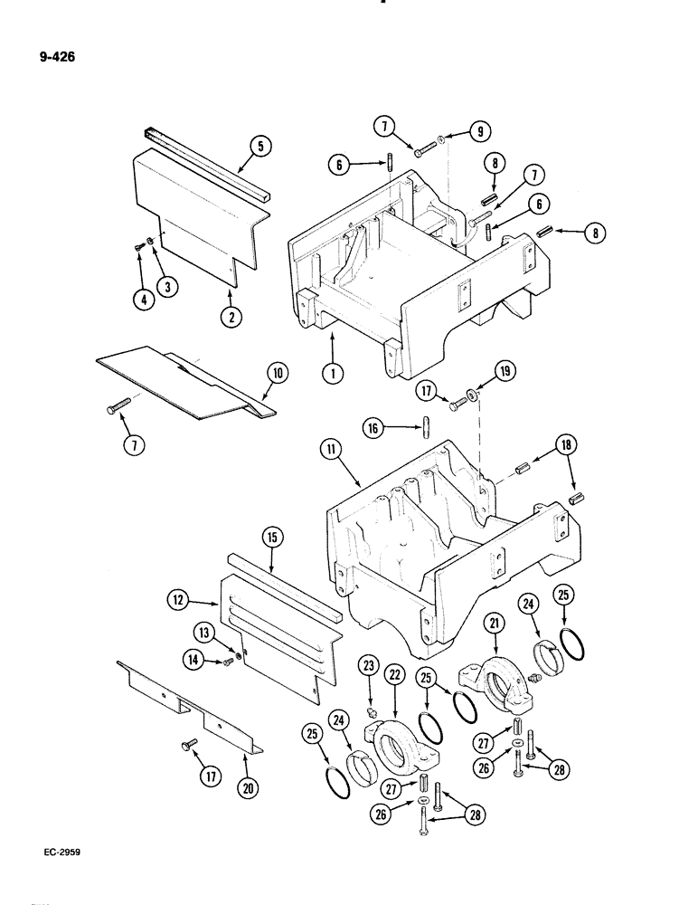 Схема запчастей Case IH 885 - (9-426) - BOLSTERS, FRONT, CAST (09) - CHASSIS/ATTACHMENTS