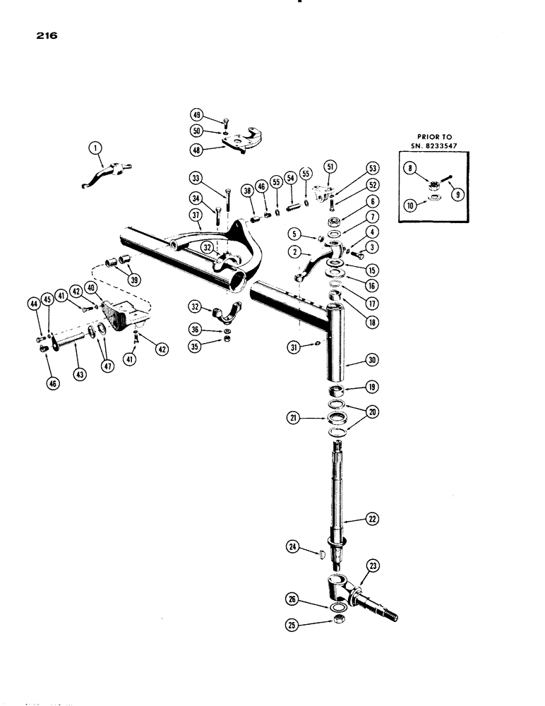 Схема запчастей Case IH 830-SERIES - (216) - FRONT AXLE, ADJUSTABLE 53" TO 82" (05) - STEERING