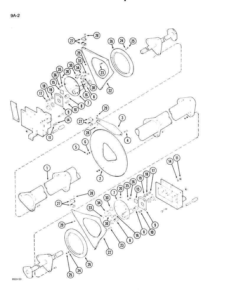 Схема запчастей Case IH 1020 - (9A-02) - 6 BAT REEL, STEEL TINES OR REAR MOUNTED PLASTIC TINES (58) - ATTACHMENTS/HEADERS