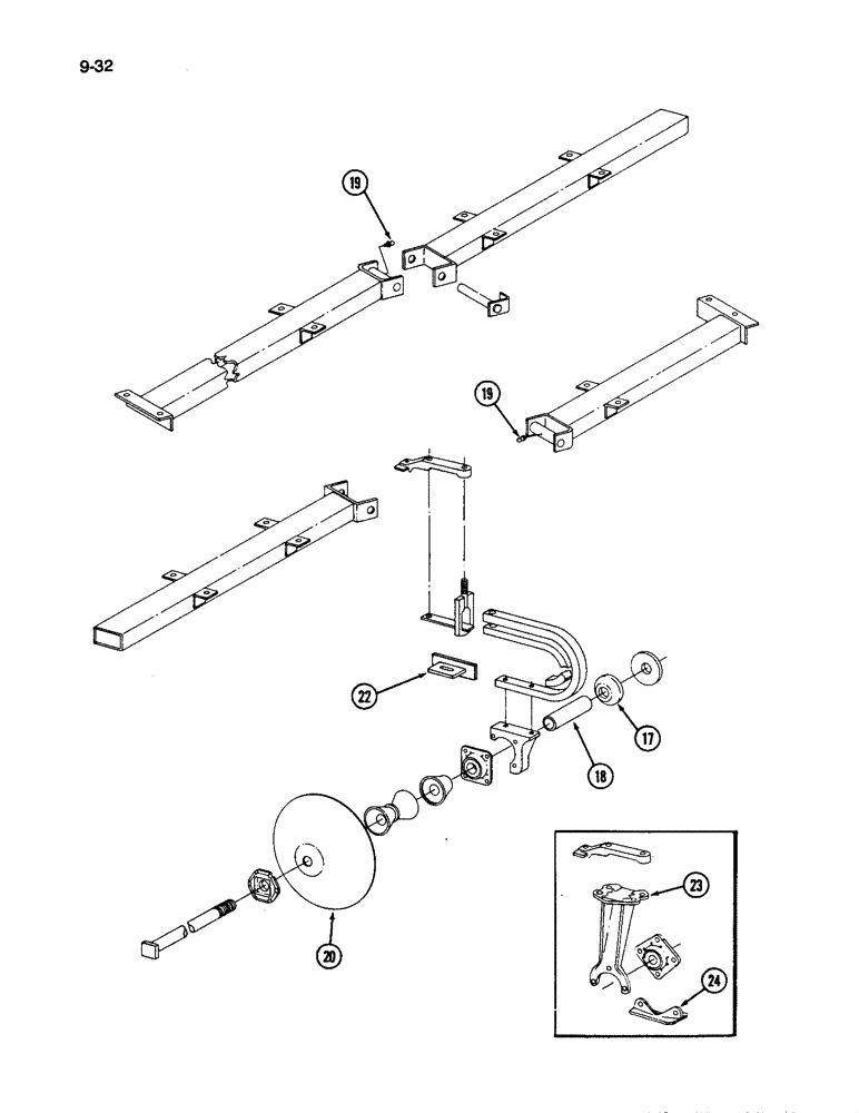 Схема запчастей Case IH 496 - (9-32) - DISC AND GANG 1-1/2 INCH ROUND ARBOR BOLT (09) - CHASSIS/ATTACHMENTS