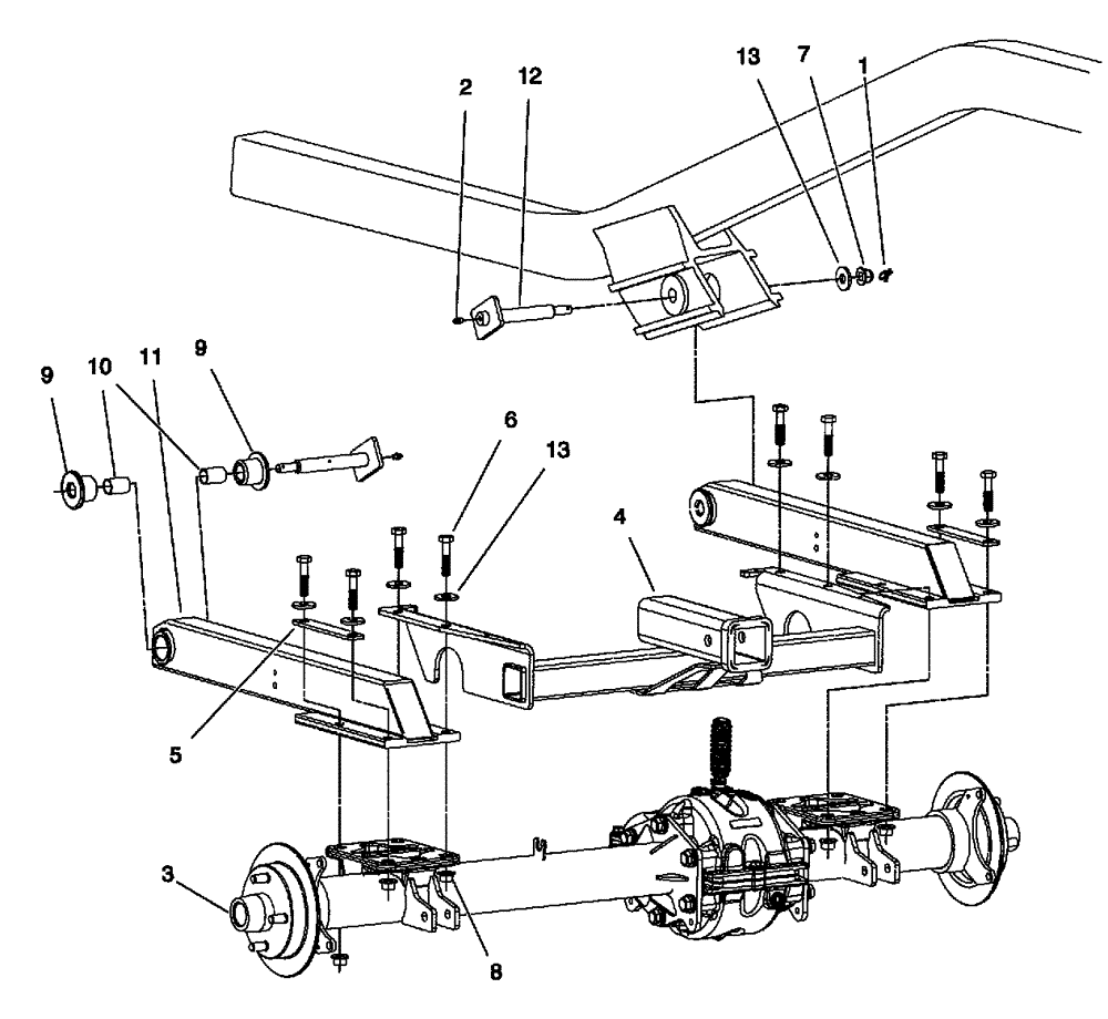 Схема запчастей Case IH SCOUT XL - (27.100.010[01]) - REAR SUSPENSION - STANDARD, MODEL YEAR 2011 AND PRIOR (27) - REAR AXLE SYSTEM