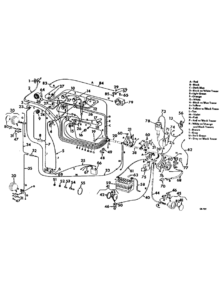 Схема запчастей Case IH 915 - (G-05) - ELECTRICAL SYSTEM, WIRING DIAGRAM, BASIC, FOR LP GAS ENGINE, SERIAL NO. 1249 AND BELOW (06) - ELECTRICAL SYSTEMS