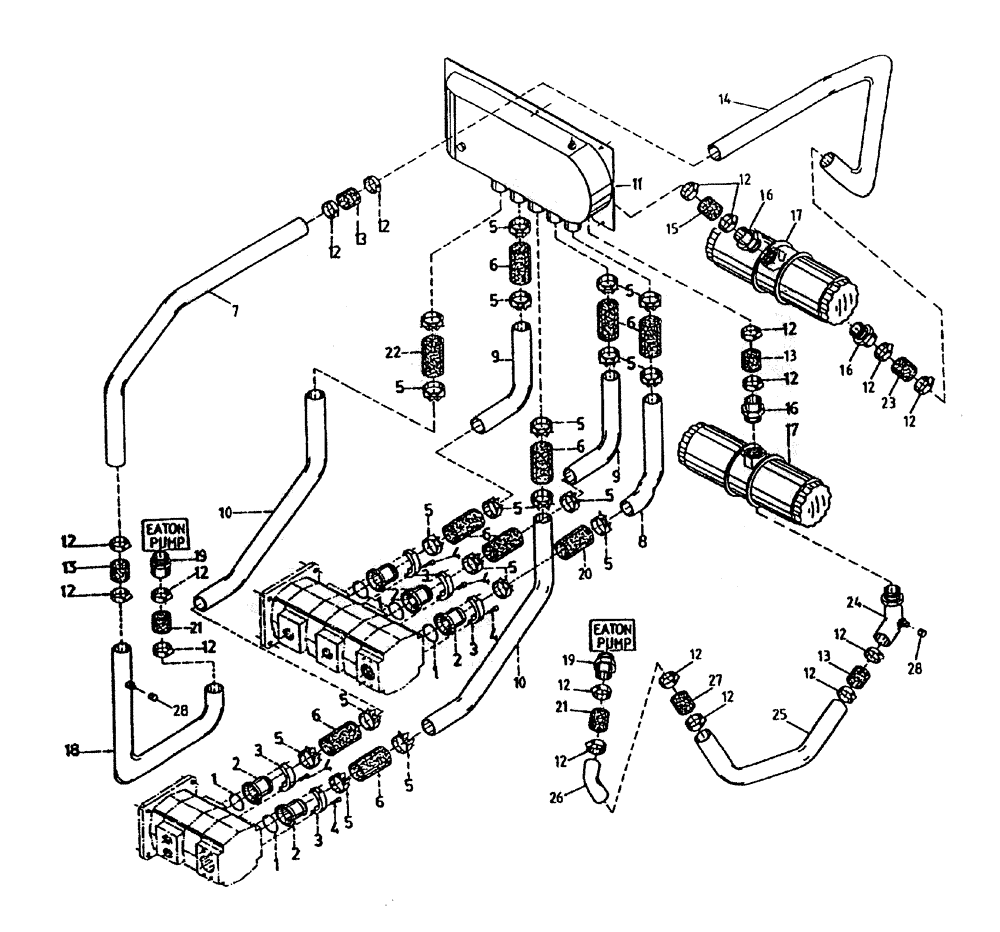 Схема запчастей Case IH 7000 - (B05-20A) - HYDRAULIC SUCTION LINES (TANDEM TRANSMISSION), (108/6CT Hydraulic Components & Circuits