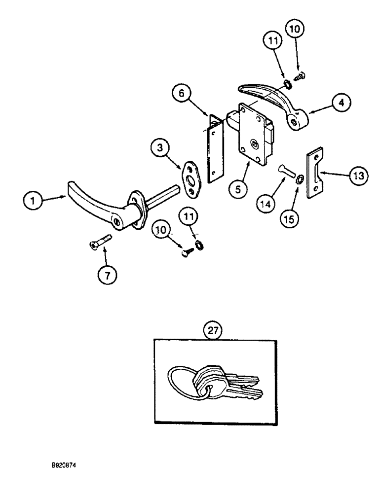 Схема запчастей Case IH 1800 - (9D-16) - CAB, DOOR HANDLE (10) - CAB & AIR CONDITIONING