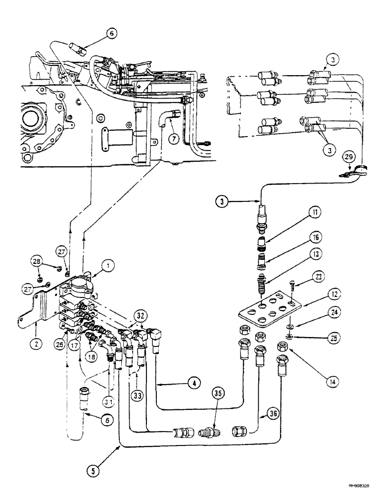 Схема запчастей Case IH L500 - (8-028) - HYDRAULICS - EXTERNAL VALVE (3 FUNCTION CX70 - CX100) WITHOUT SELF LEVELING (08) - HYDRAULICS