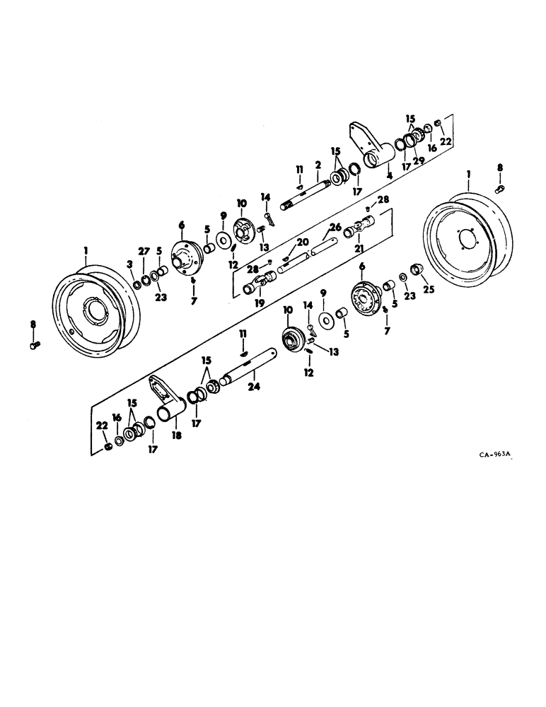 Схема запчастей Case IH 35 - (D-04) - AXLE AND WHEELS, GROUND DRIVEN RAKES 